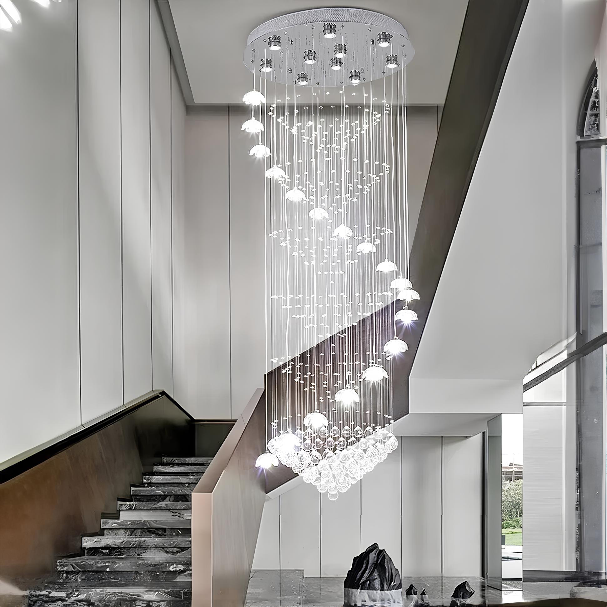 Crystal Raindrop Staircase Chandelier - Homevalley.co.uk