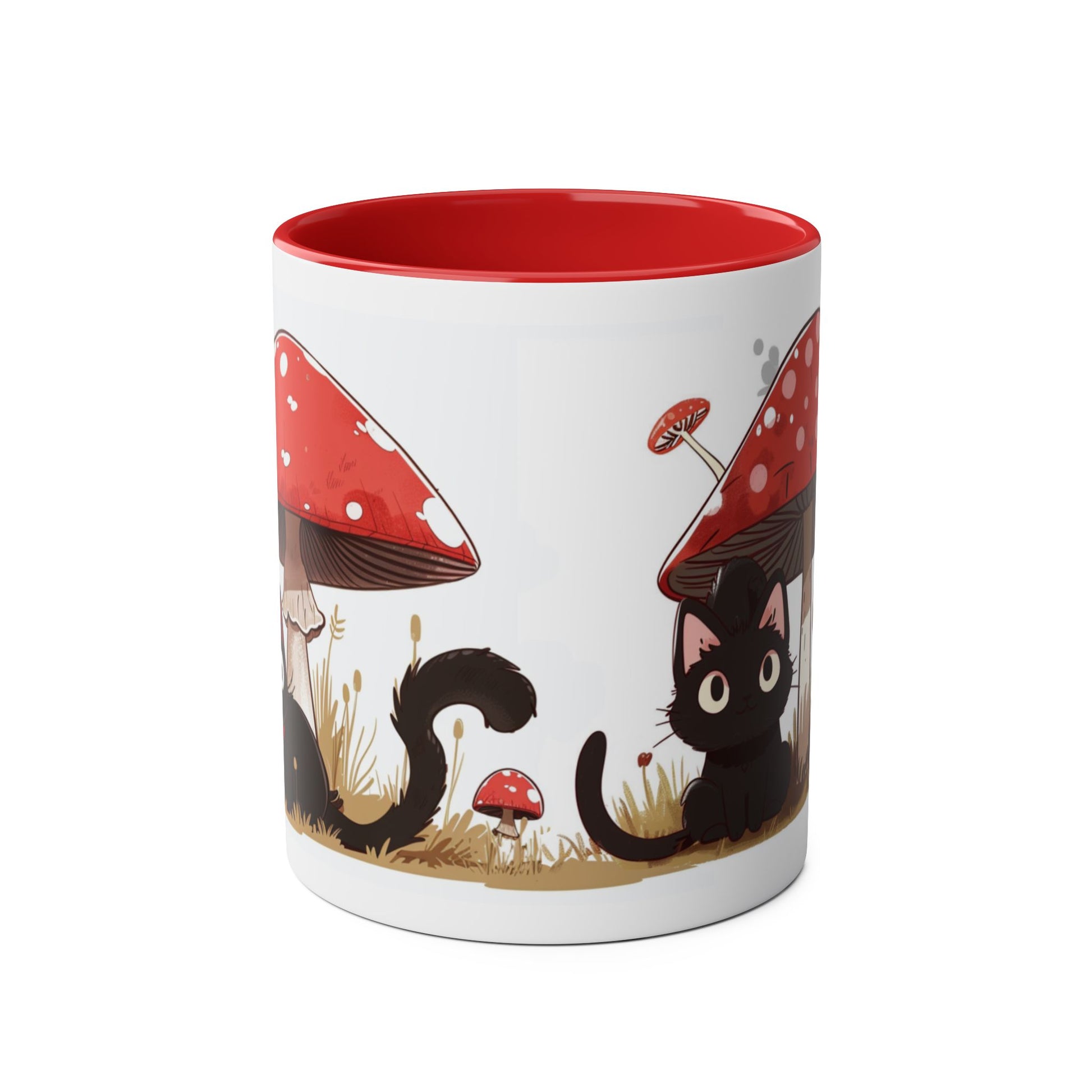 Cute Black Cat and a Mushroom Coffee Mug, Best Funny Mug, Gift For Friends | Cute Birthday Coffee Mug |Ceramic Coffee Cups, 11oz - Homevalley.co.uk