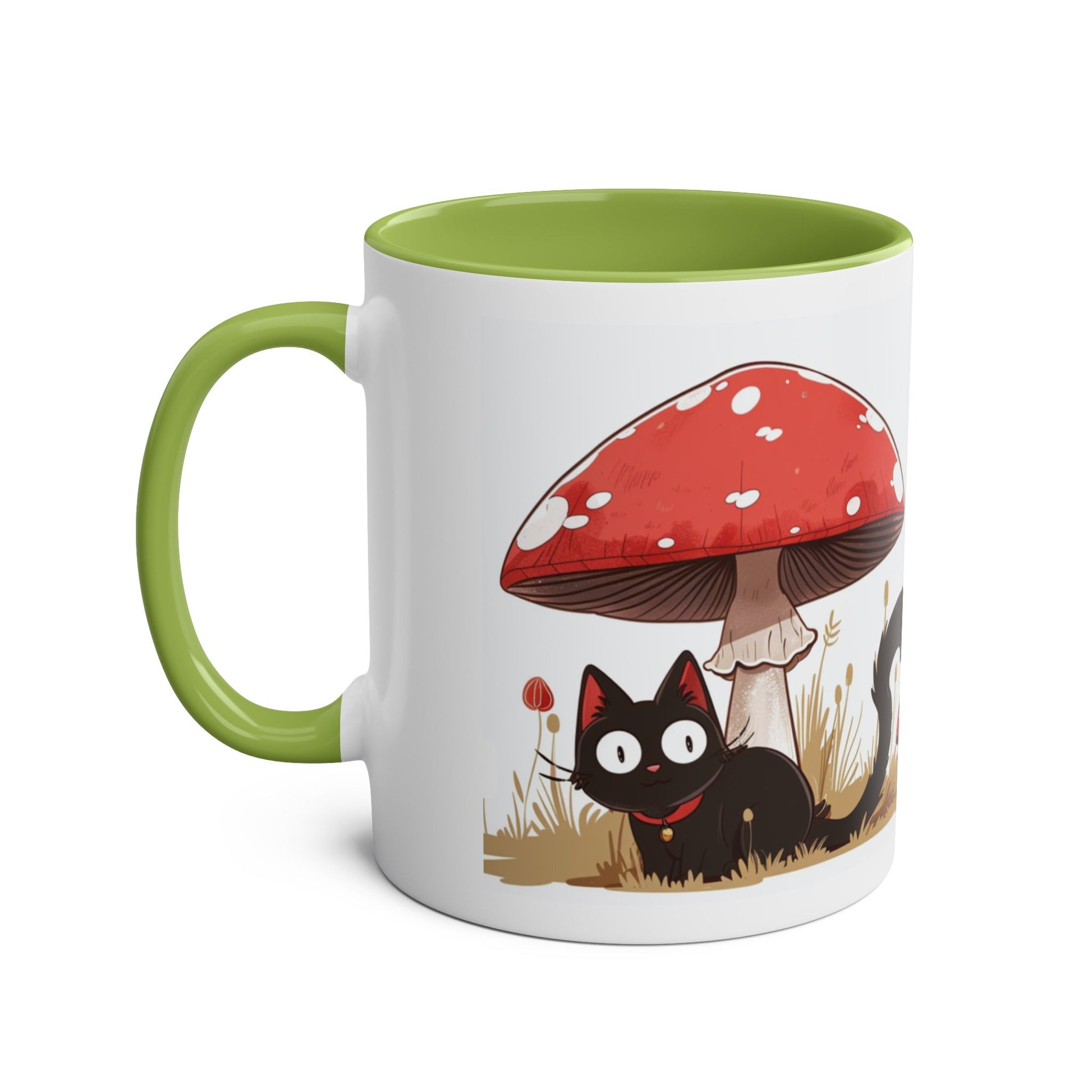 Cute Black Cat and a Mushroom Coffee Mug, Best Funny Mug, Gift For Friends | Cute Birthday Coffee Mug |Ceramic Coffee Cups, 11oz - Homevalley.co.uk