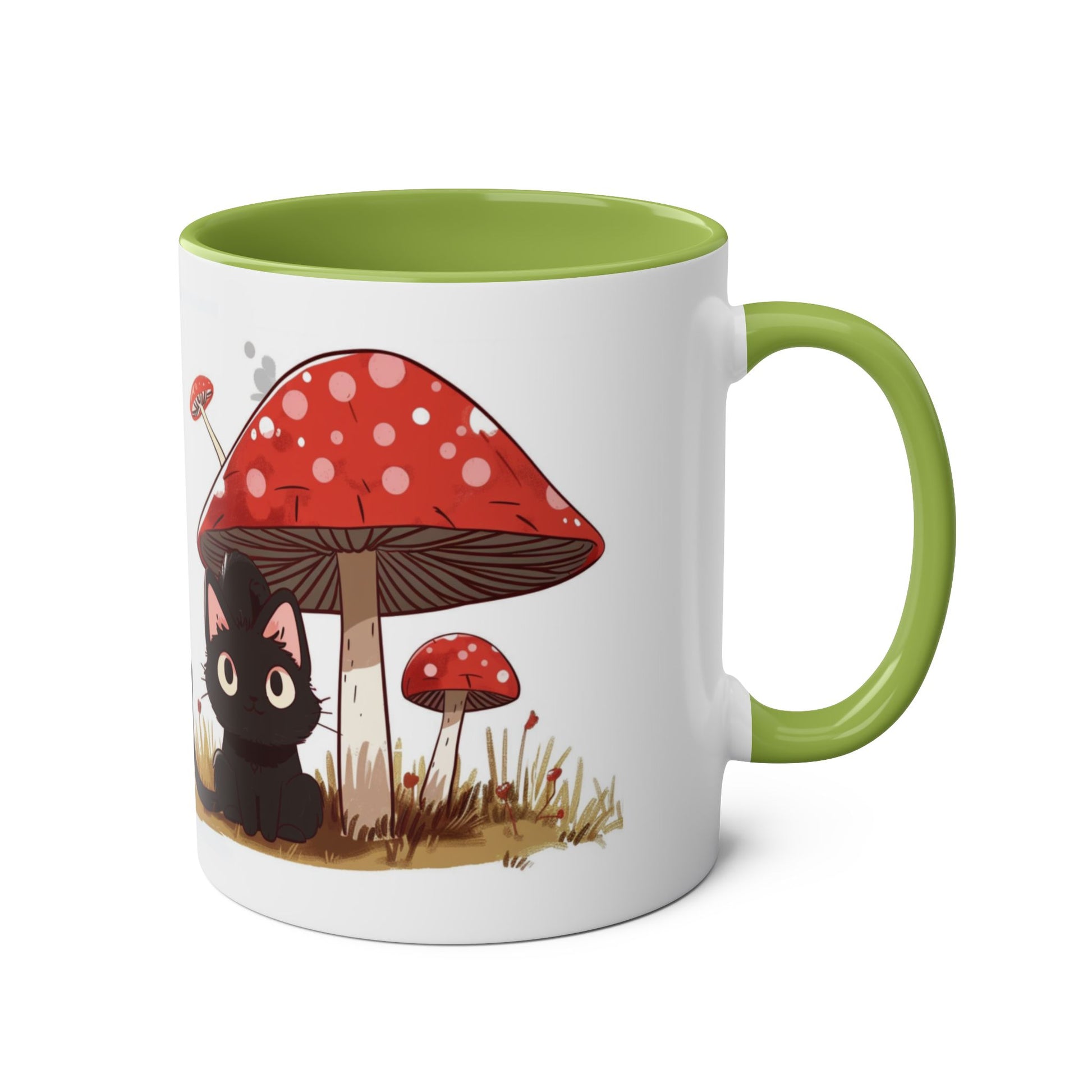 Cute Black Cat and a Mushroom Coffee Mug, Best Funny Mug, Gift For Friends | Cute Birthday Coffee Mug |Ceramic Coffee Cups, 11oz - Homevalley.co.uk