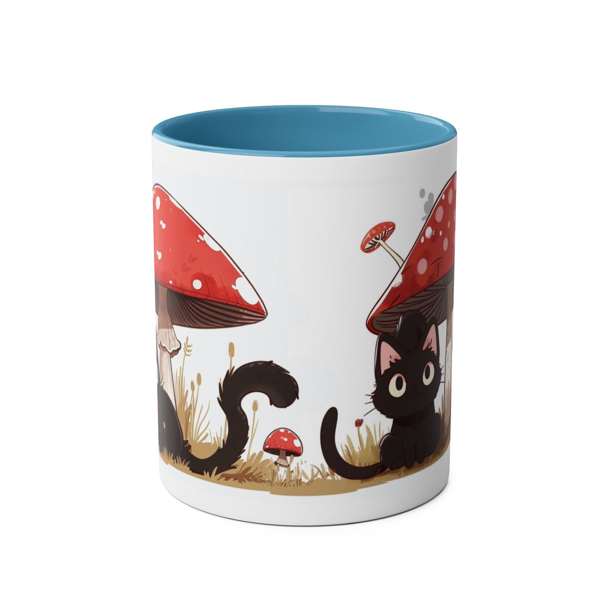 Cute Black Cat and a Mushroom Coffee Mug, Best Funny Mug, Gift For Friends | Cute Birthday Coffee Mug |Ceramic Coffee Cups, 11oz - Homevalley.co.uk