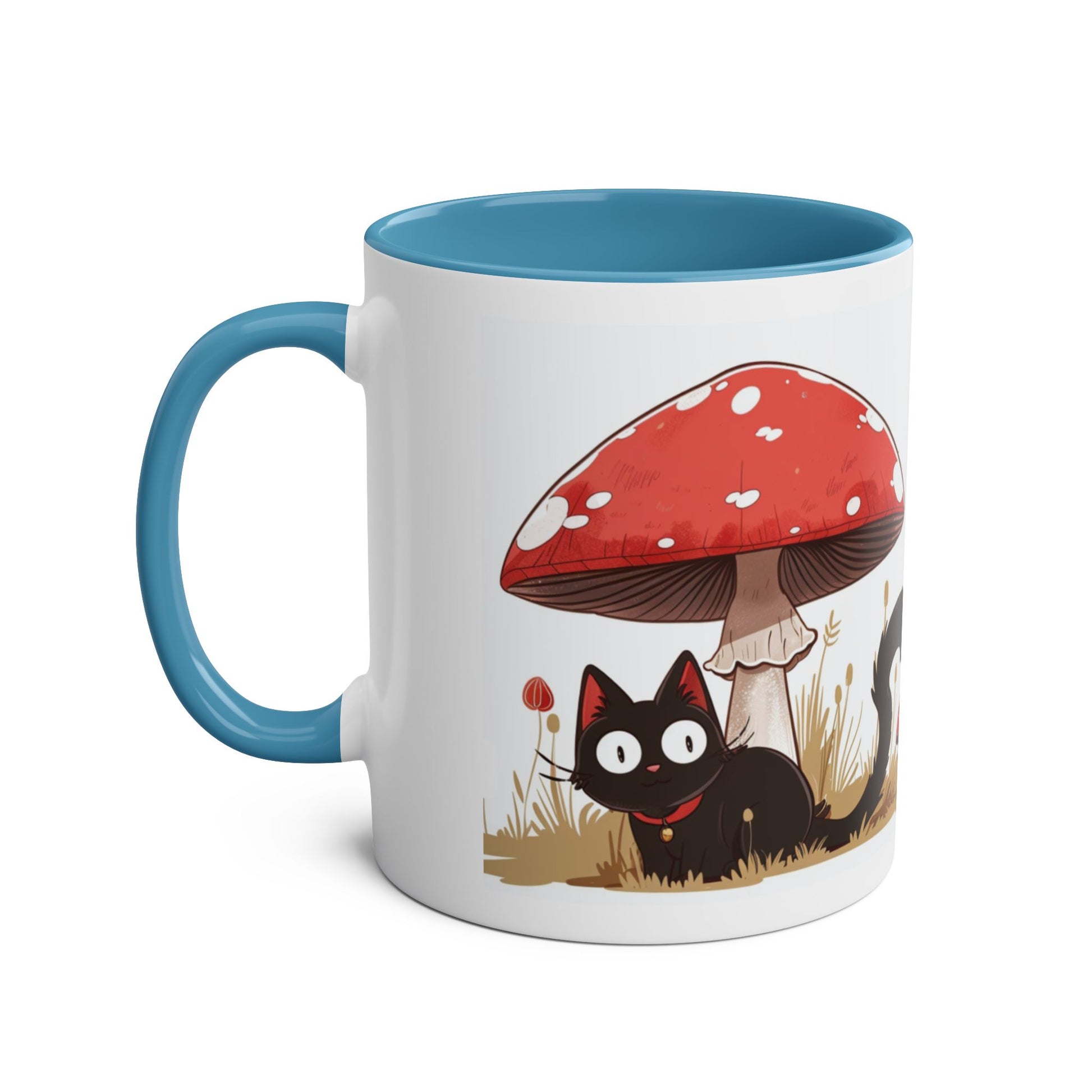 Cute Black Cat and a Mushroom Coffee Mug, Best Funny Mug, Gift For Friends | Cute Birthday Coffee Mug |Ceramic Coffee Cups, 11oz - Homevalley.co.uk