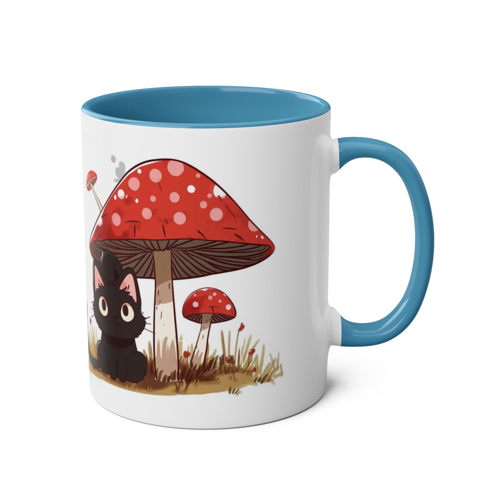 Cute Black Cat and a Mushroom Coffee Mug, Best Funny Mug, Gift For Friends | Cute Birthday Coffee Mug |Ceramic Coffee Cups, 11oz - Homevalley.co.uk