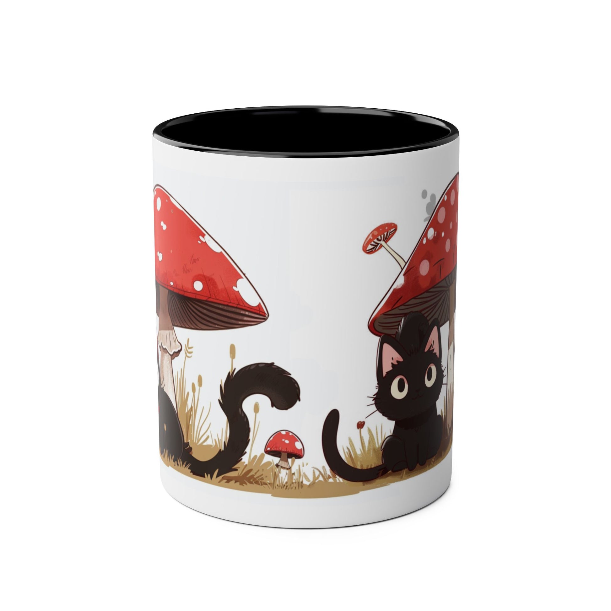 Cute Black Cat and a Mushroom Coffee Mug, Best Funny Mug, Gift For Friends | Cute Birthday Coffee Mug |Ceramic Coffee Cups, 11oz - Homevalley.co.uk