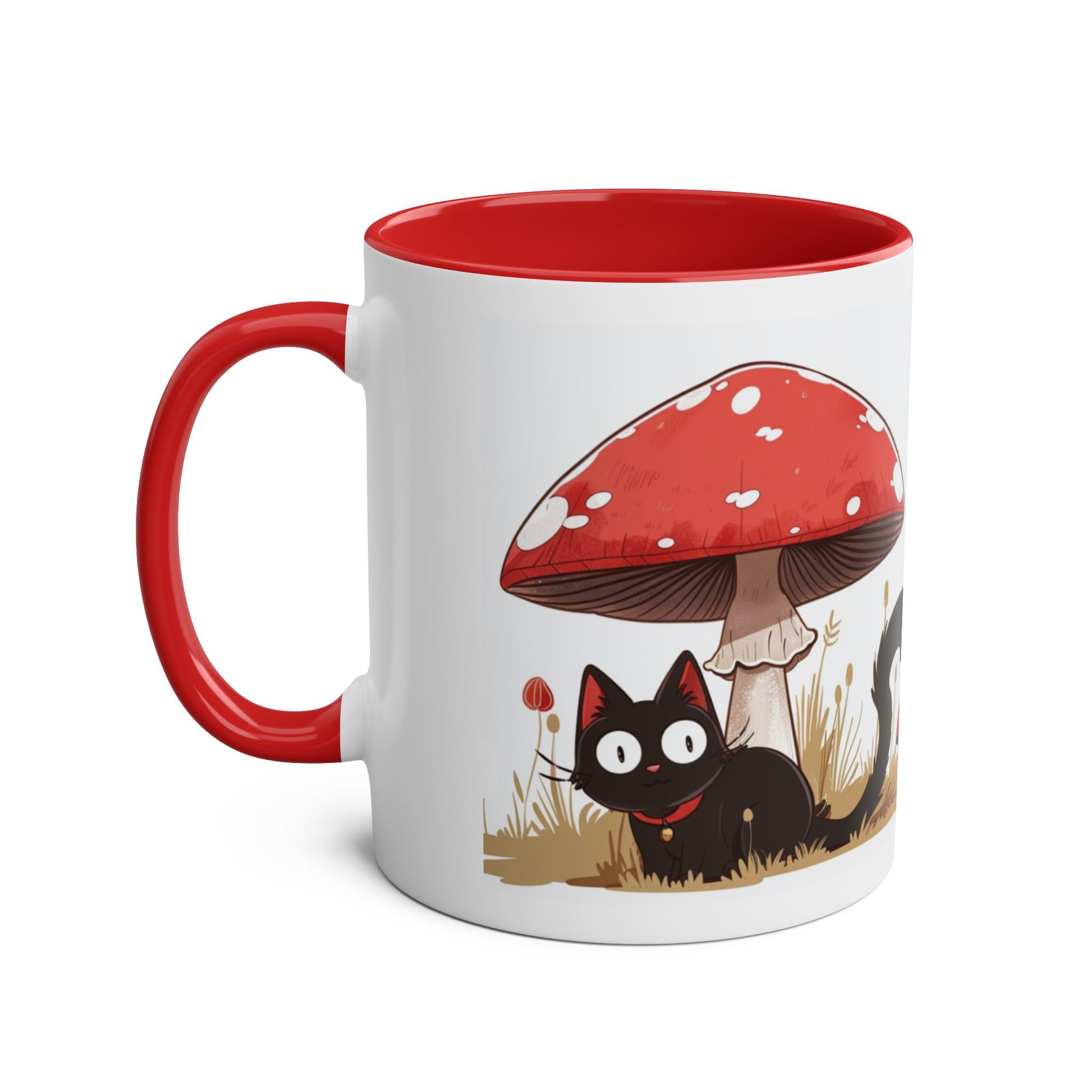 Cute Black Cat and a Mushroom Coffee Mug, Best Funny Mug, Gift For Friends | Cute Birthday Coffee Mug |Ceramic Coffee Cups, 11oz - Homevalley.co.uk