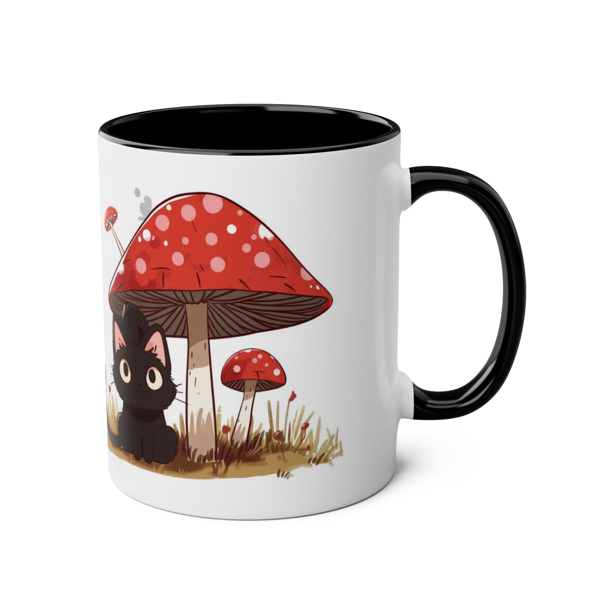 Cute Black Cat and a Mushroom Coffee Mug, Best Funny Mug, Gift For Friends | Cute Birthday Coffee Mug |Ceramic Coffee Cups, 11oz - Homevalley.co.uk