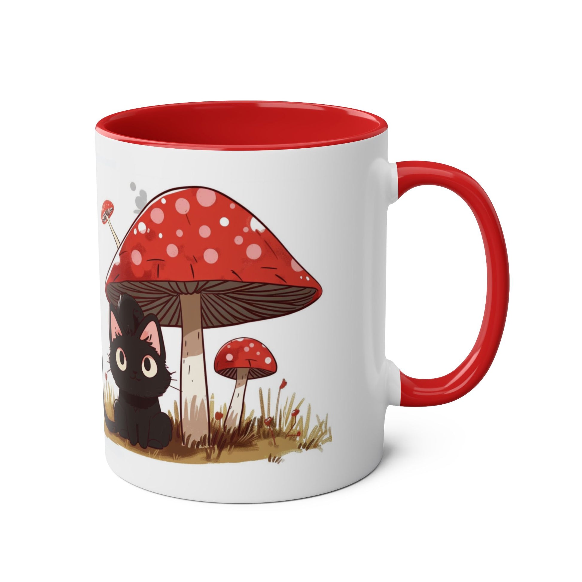 Cute Black Cat and a Mushroom Coffee Mug, Best Funny Mug, Gift For Friends | Cute Birthday Coffee Mug |Ceramic Coffee Cups, 11oz - Homevalley.co.uk
