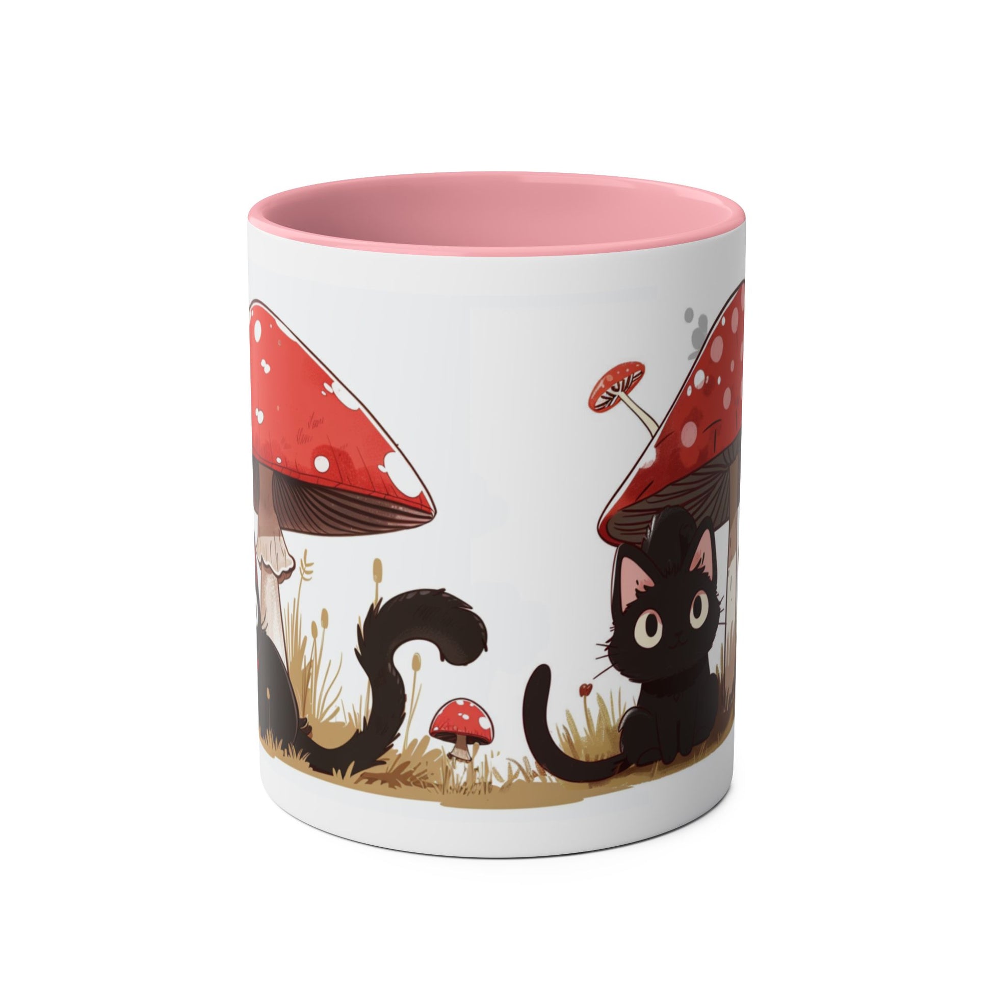 Cute Black Cat and a Mushroom Coffee Mug, Best Funny Mug, Gift For Friends | Cute Birthday Coffee Mug |Ceramic Coffee Cups, 11oz - Homevalley.co.uk