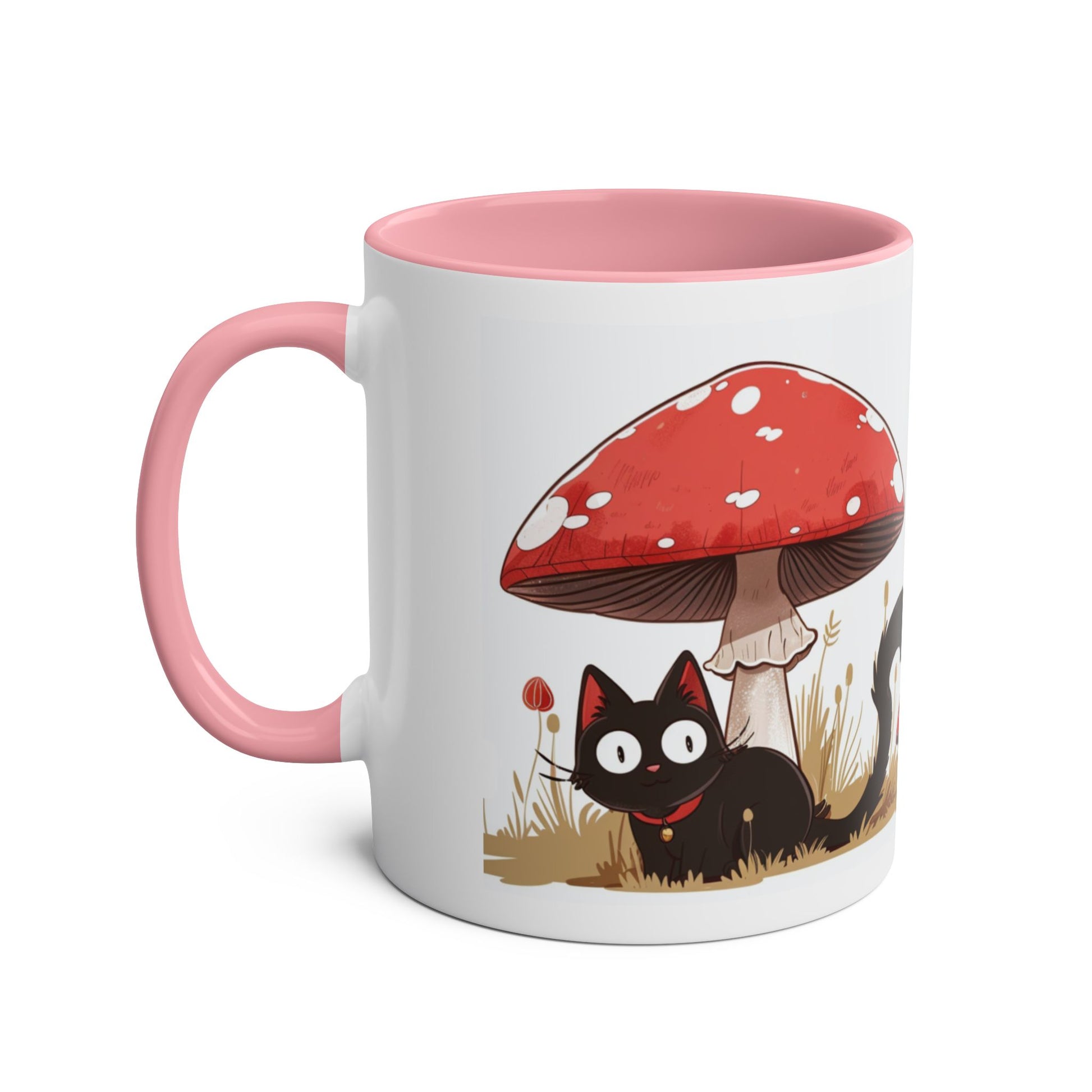 Cute Black Cat and a Mushroom Coffee Mug, Best Funny Mug, Gift For Friends | Cute Birthday Coffee Mug |Ceramic Coffee Cups, 11oz - Homevalley.co.uk