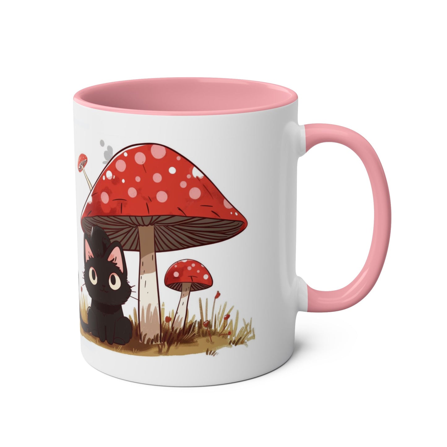 Cute Black Cat and a Mushroom Coffee Mug, Best Funny Mug, Gift For Friends | Cute Birthday Coffee Mug |Ceramic Coffee Cups, 11oz - Homevalley.co.uk