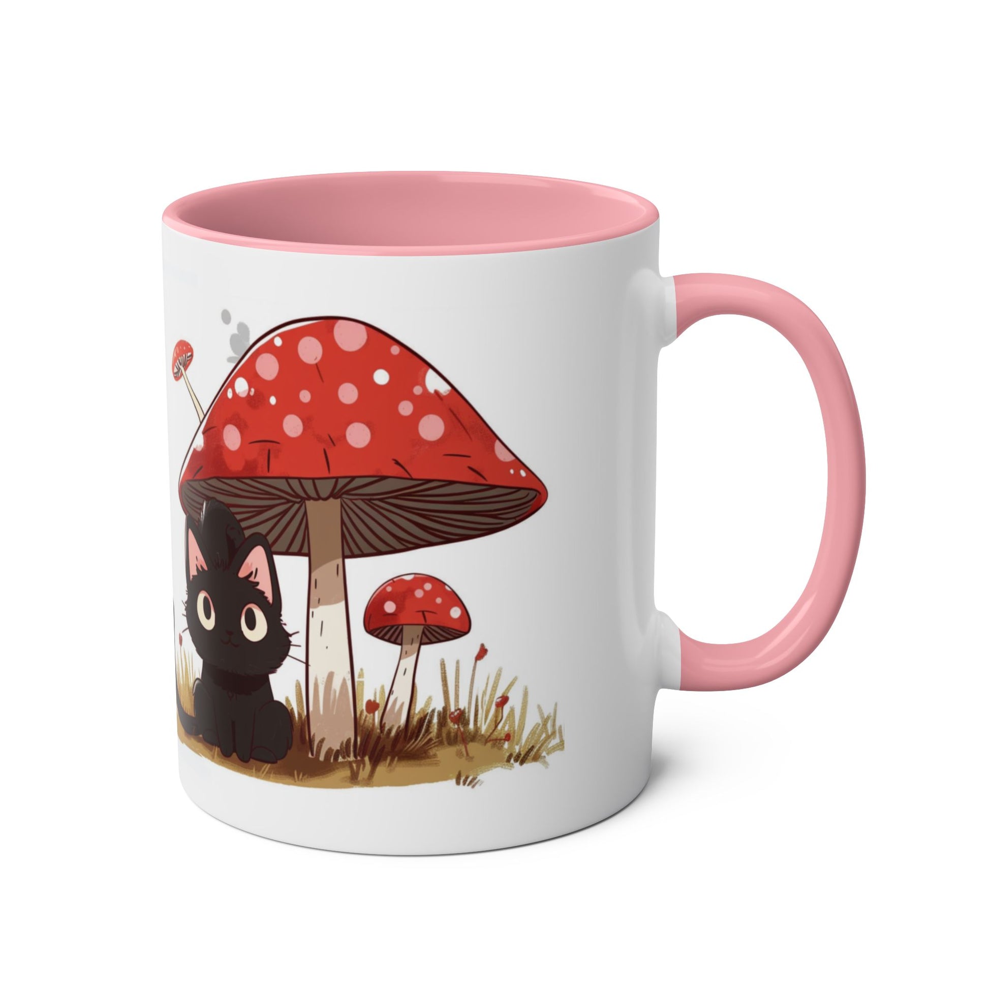 Cute Black Cat and a Mushroom Coffee Mug, Best Funny Mug, Gift For Friends | Cute Birthday Coffee Mug |Ceramic Coffee Cups, 11oz - Homevalley.co.uk