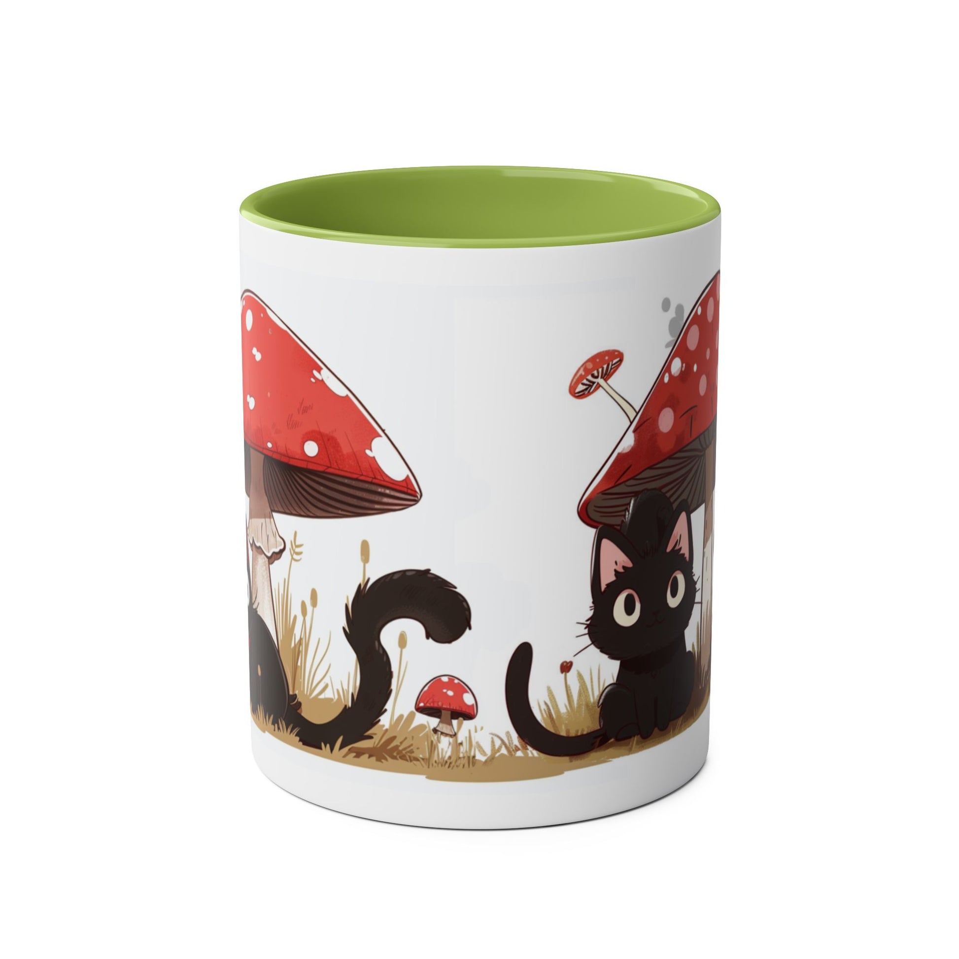 Cute Black Cat and a Mushroom Coffee Mug, Best Funny Mug, Gift For Friends | Cute Birthday Coffee Mug |Ceramic Coffee Cups, 11oz - Homevalley.co.uk