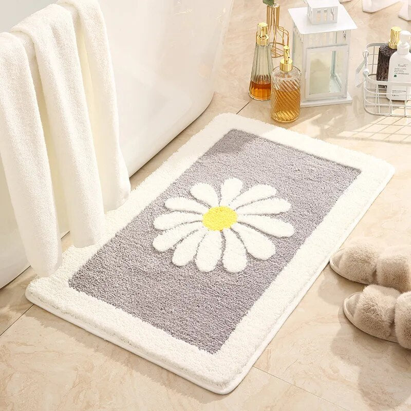 Daisy Flower Non-Slip Absorbent Microfiber Bathroom Mat – Soft, Stylish, and Safe for Your Bathroom - Homevalley.co.uk
