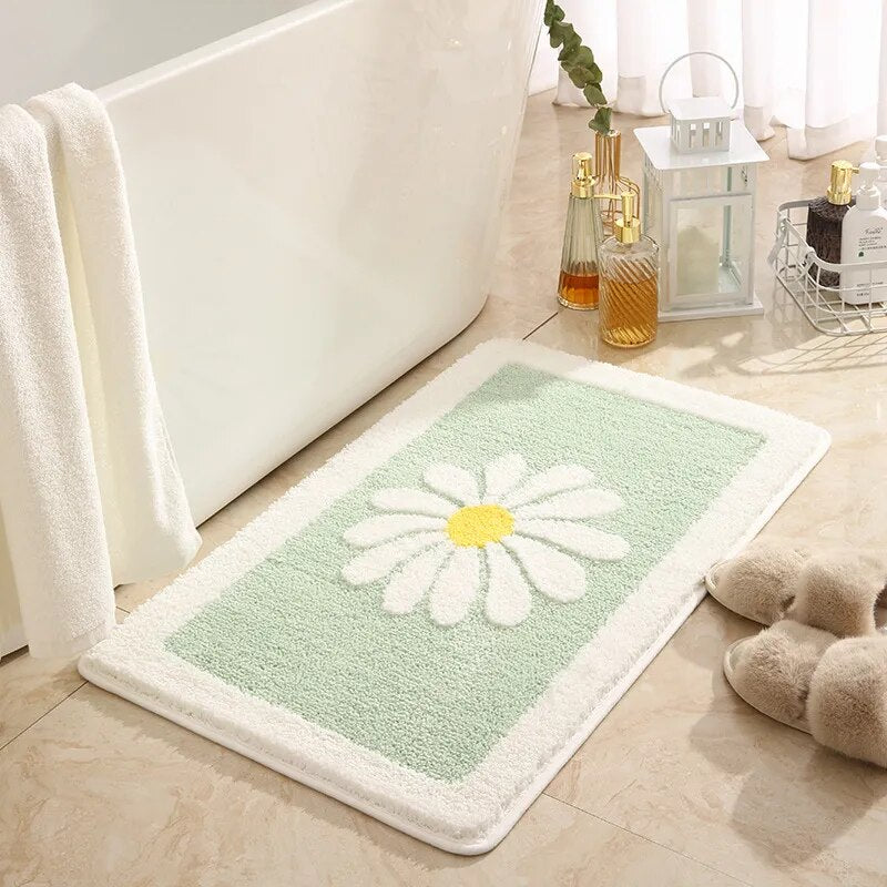 Daisy Flower Non-Slip Absorbent Microfiber Bathroom Mat – Soft, Stylish, and Safe for Your Bathroom - Homevalley.co.uk