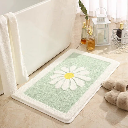 Daisy Flower Non-Slip Absorbent Microfiber Bathroom Mat – Soft, Stylish, and Safe for Your Bathroom - Homevalley.co.uk