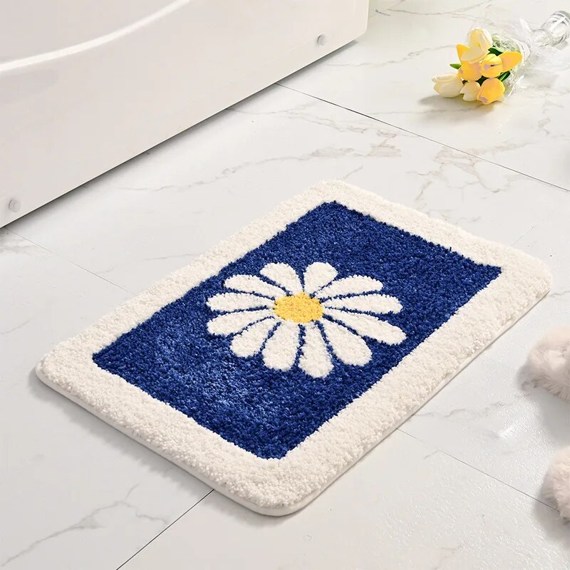 Daisy Flower Non-Slip Absorbent Microfiber Bathroom Mat – Soft, Stylish, and Safe for Your Bathroom - Homevalley.co.uk