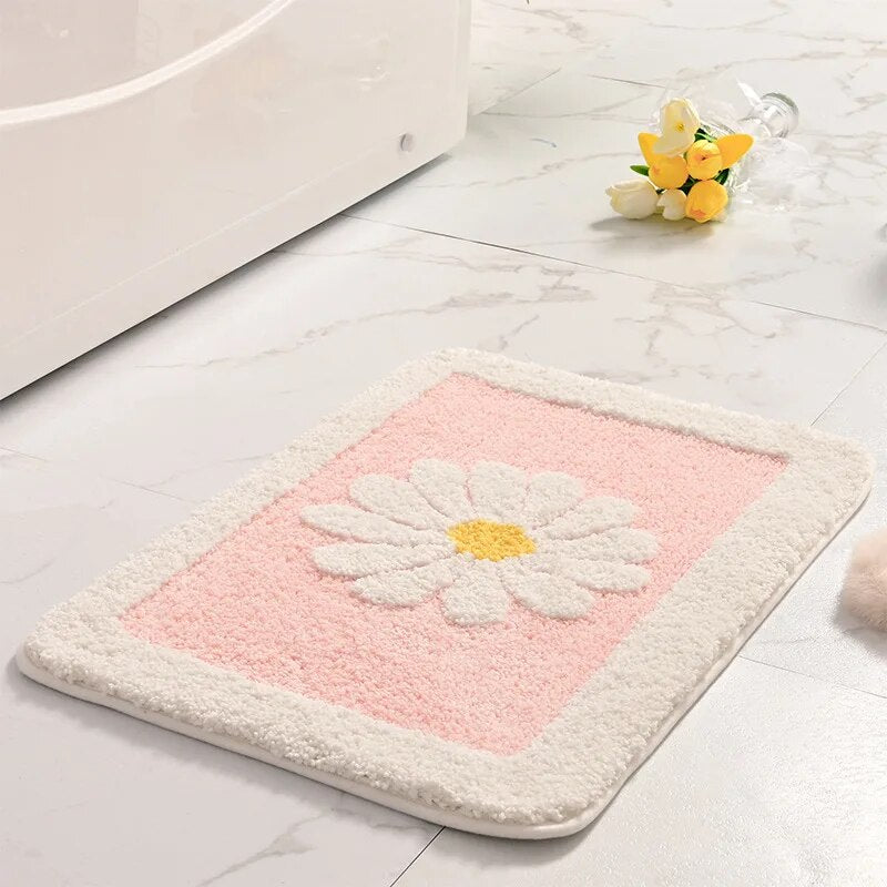 Daisy Flower Non-Slip Absorbent Microfiber Bathroom Mat – Soft, Stylish, and Safe for Your Bathroom - Homevalley.co.uk