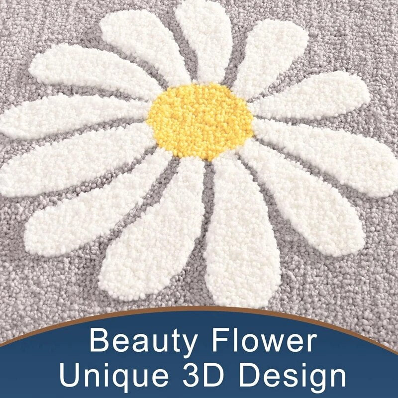 Daisy Flower Non-Slip Absorbent Microfiber Bathroom Mat – Soft, Stylish, and Safe for Your Bathroom - Homevalley.co.uk