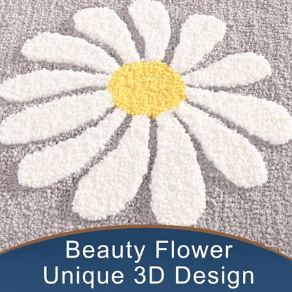 Daisy Flower Non-Slip Absorbent Microfiber Bathroom Mat – Soft, Stylish, and Safe for Your Bathroom - Homevalley.co.uk