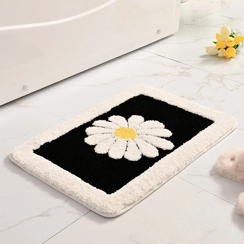 Daisy Flower Non-Slip Absorbent Microfiber Bathroom Mat – Soft, Stylish, and Safe for Your Bathroom - Homevalley.co.uk