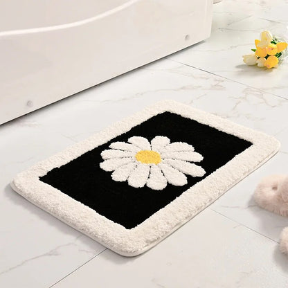 Daisy Flower Non-Slip Absorbent Microfiber Bathroom Mat – Soft, Stylish, and Safe for Your Bathroom - Homevalley.co.uk