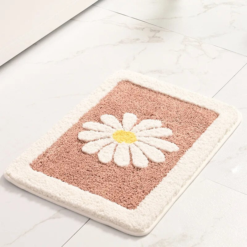 Daisy Flower Non-Slip Absorbent Microfiber Bathroom Mat – Soft, Stylish, and Safe for Your Bathroom - Homevalley.co.uk