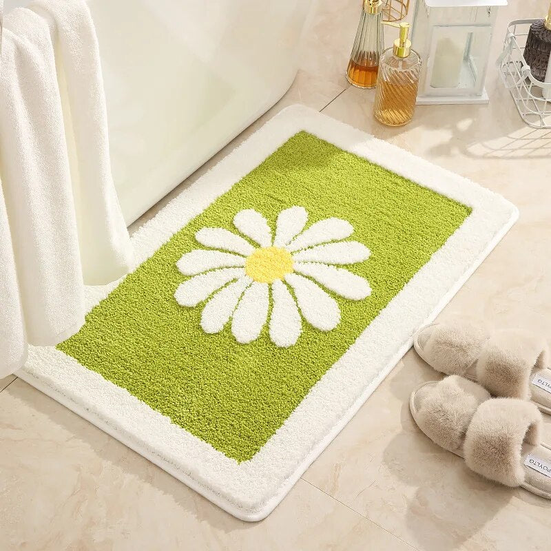 Daisy Flower Non-Slip Absorbent Microfiber Bathroom Mat – Soft, Stylish, and Safe for Your Bathroom - Homevalley.co.uk