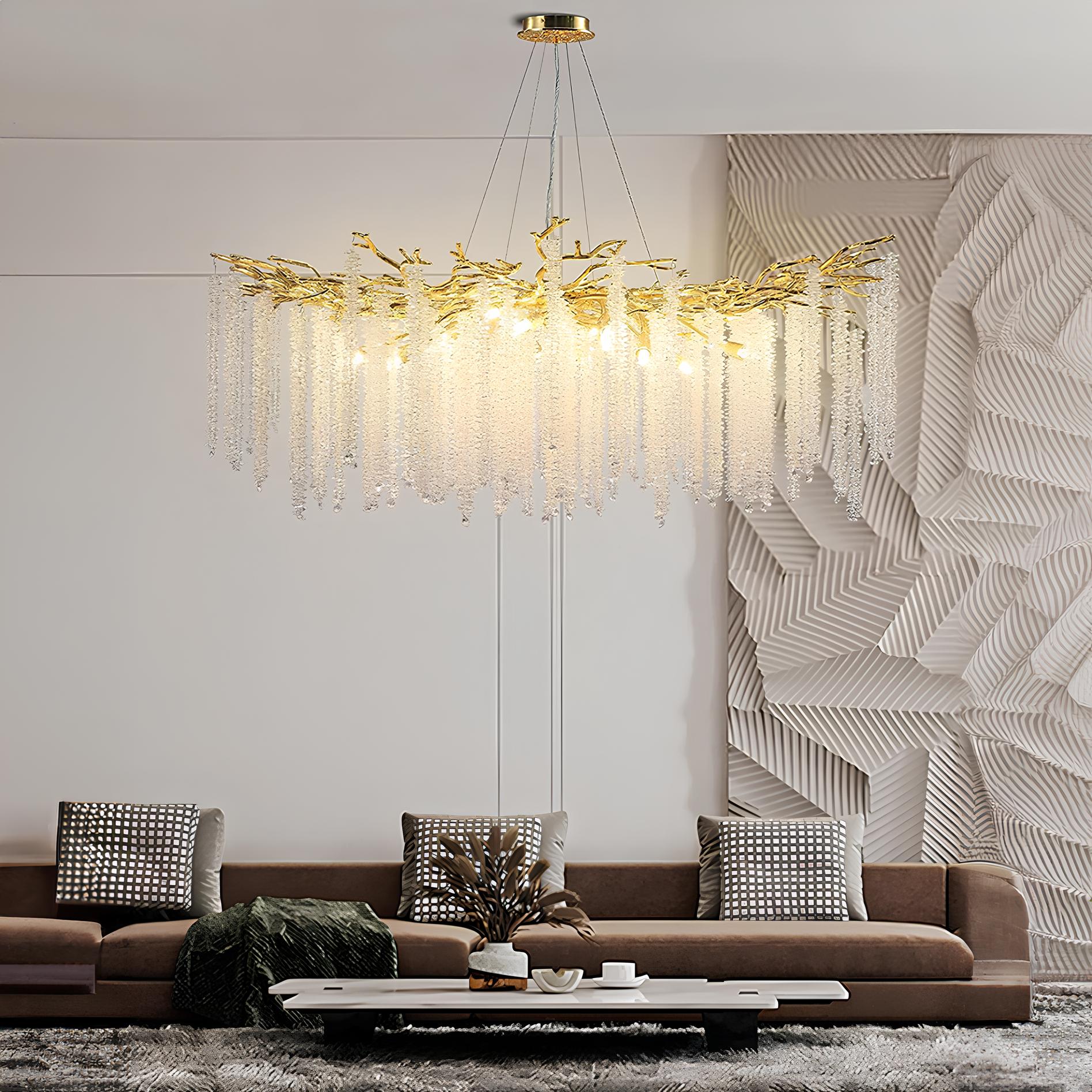 Crystal Chandelier Raindrop Hanging Pendant Lighting Fixture - Homevalley.co.uk
