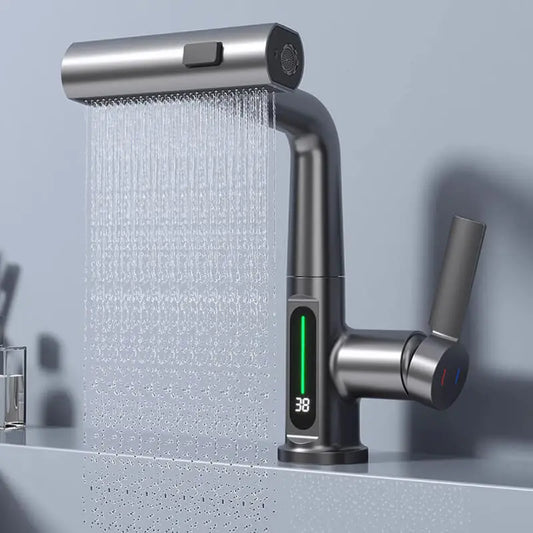 Digital display Waterfall Basin Faucet Sink Mixer - Homevalley.co.uk