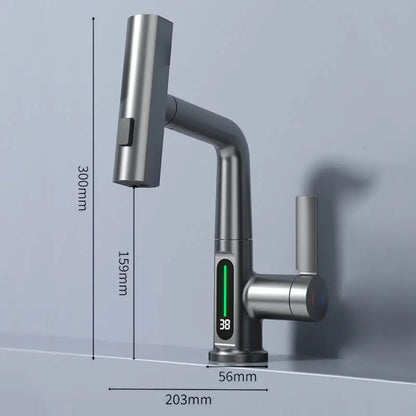 Digital display Waterfall Basin Faucet Sink Mixer - Homevalley.co.uk