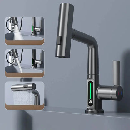 Digital display Waterfall Basin Faucet Sink Mixer - Homevalley.co.uk