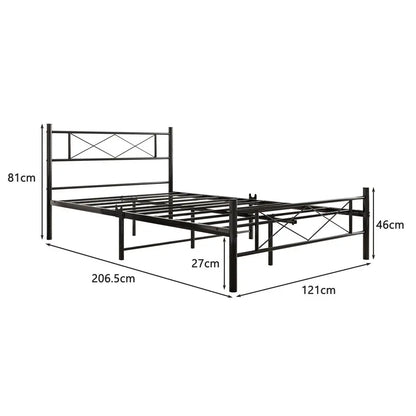 Double Single Metal Bed Frame with Headboard - Homevalley.co.uk