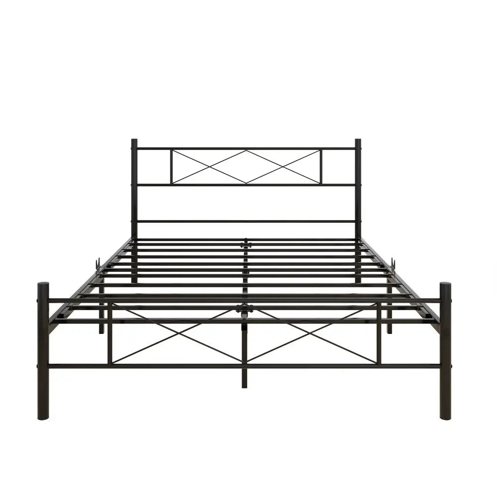 Double Single Metal Bed Frame with Headboard - Homevalley.co.uk