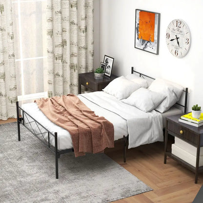 Double Single Metal Bed Frame with Headboard - Homevalley.co.uk