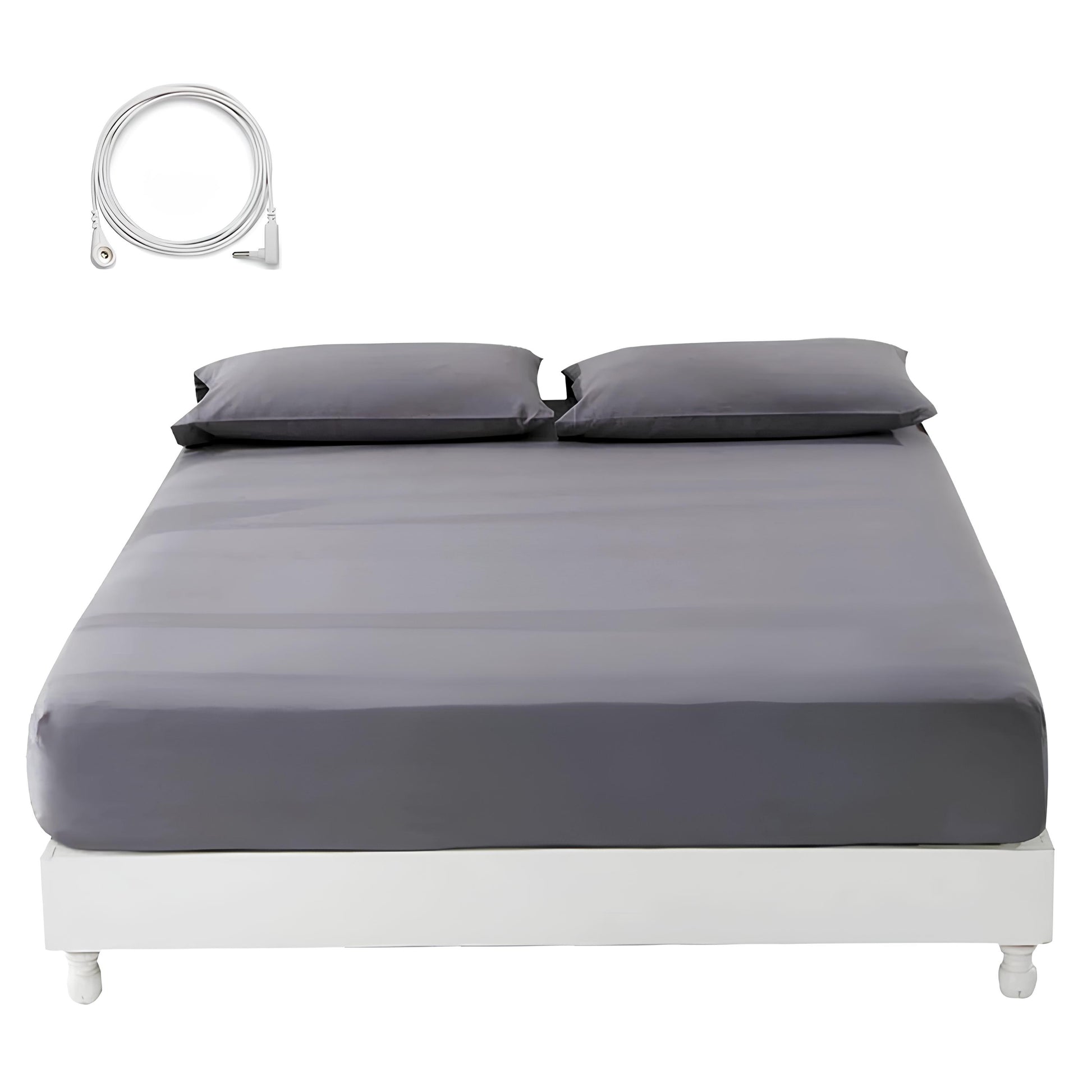 Earthing Grounding Fitted Sheet with Earth Connection Cable Pure Silver Fiber Conductive Bed Sheet - Homevalley.co.uk