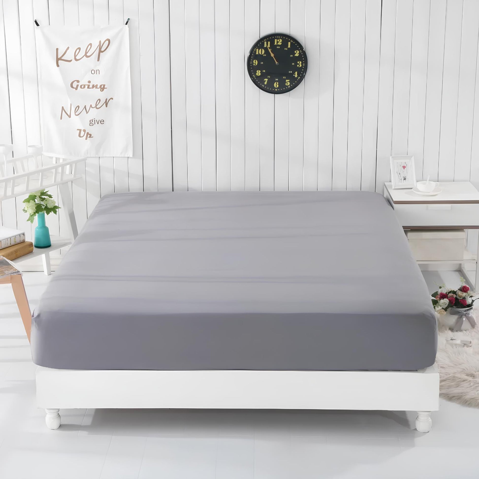 Earthing Grounding Fitted Sheet with Earth Connection Cable Pure Silver Fiber Conductive Bed Sheet - Homevalley.co.uk