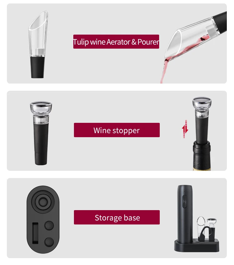 Electric Automatic Rechargeable Wine Bottle Opener with Charging Base - Homevalley.co.uk