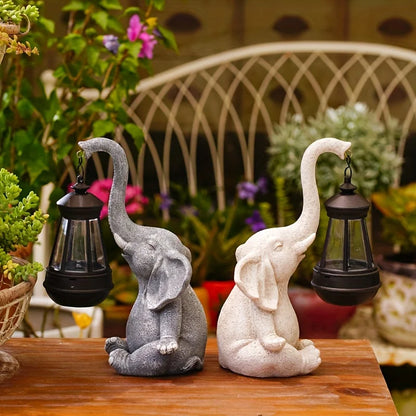 Elephant with Solar Lantern Garden Sculpture Ornament - Homevalley.co.uk