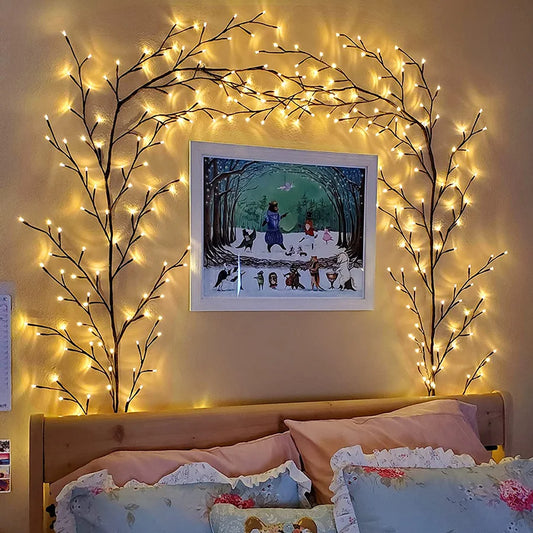 Enchanted Willow Vine Lights - Flexible DIY Garland for Christmas, Room, Wall, Wedding Party Decor,144 LEDs 7.5FT - Homevalley.co.uk