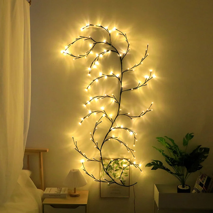 Enchanted Willow Vine Lights - Flexible DIY Garland for Christmas, Room, Wall, Wedding Party Decor,144 LEDs 7.5FT - Homevalley.co.uk