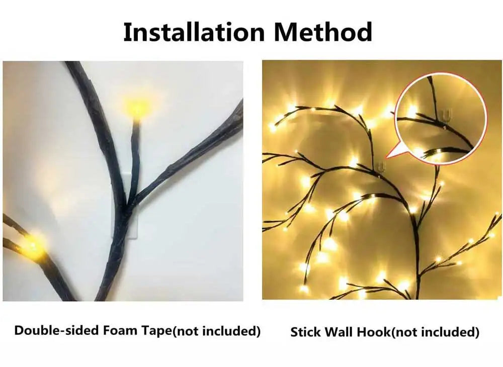 Enchanted Willow Vine Lights - Flexible DIY Garland for Christmas, Room, Wall, Wedding Party Decor,144 LEDs 7.5FT - Homevalley.co.uk