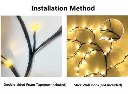Enchanted Willow Vine Lights - Flexible DIY Garland for Christmas, Room, Wall, Wedding Party Decor,144 LEDs 7.5FT - Homevalley.co.uk