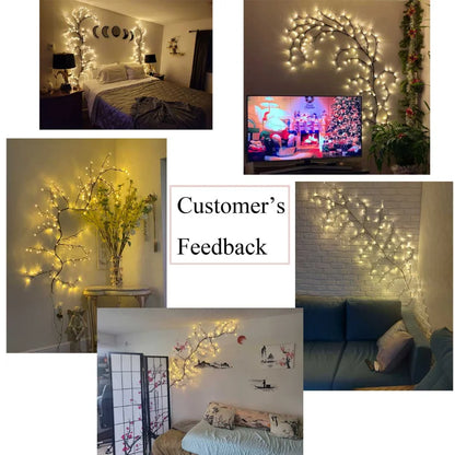Enchanted Willow Vine Lights - Flexible DIY Garland for Christmas, Room, Wall, Wedding Party Decor,144 LEDs 7.5FT - Homevalley.co.uk