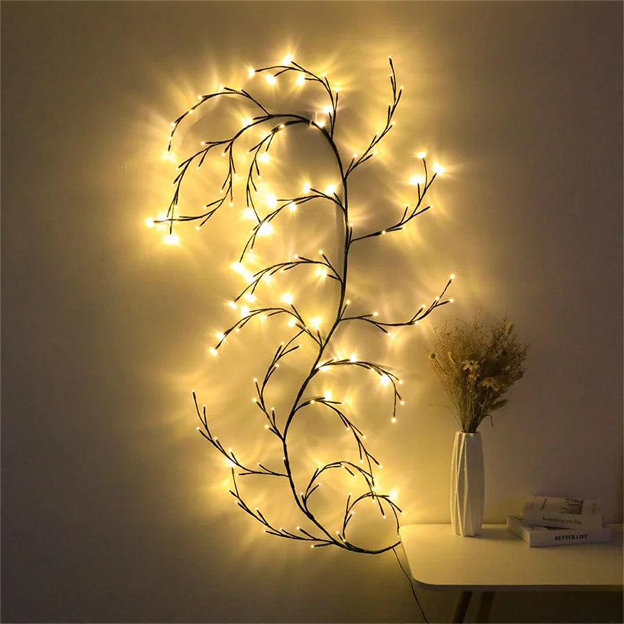 Enchanted Willow Vine Lights - Flexible DIY Garland for Christmas, Room, Wall, Wedding Party Decor,144 LEDs 7.5FT - Homevalley.co.uk