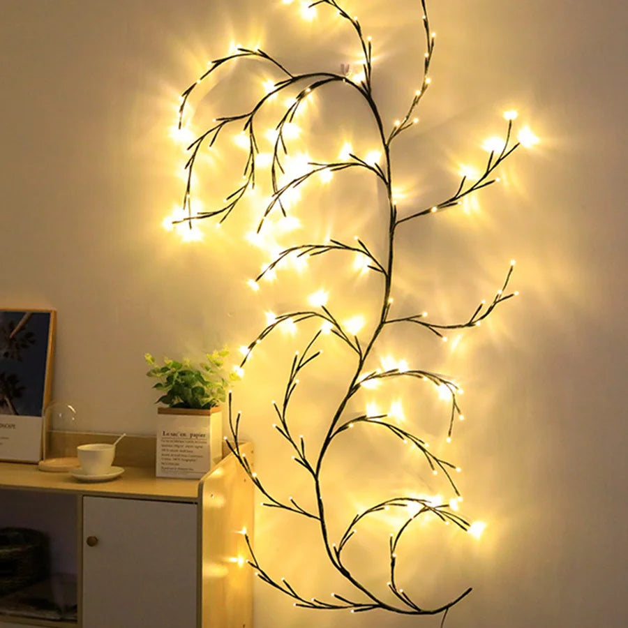 Enchanted Willow Vine Lights - Flexible DIY Garland for Christmas, Room, Wall, Wedding Party Decor,144 LEDs 7.5FT - Homevalley.co.uk