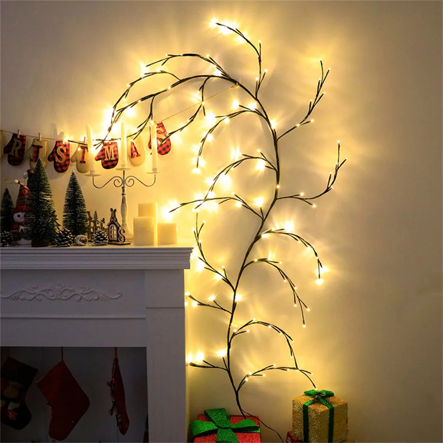 Enchanted Willow Vine Lights - Flexible DIY Garland for Christmas, Room, Wall, Wedding Party Decor,144 LEDs 7.5FT - Homevalley.co.uk
