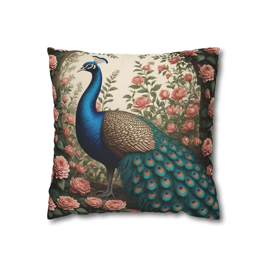 Enchanting Peacock William Morris Style Square Pillow, Throw Pillow Peacock Design, Decorate with Magic - Homevalley.co.uk