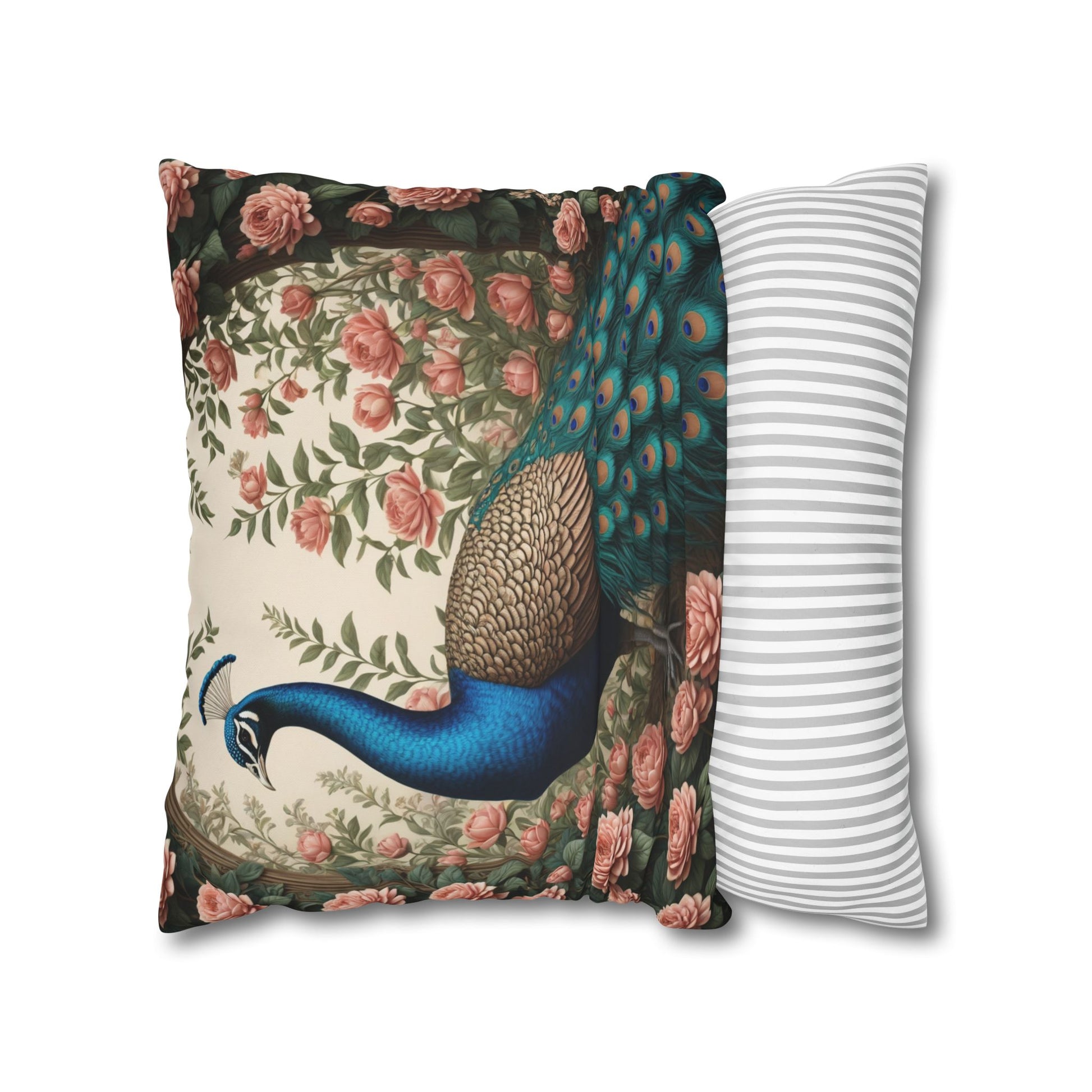 Enchanting Peacock William Morris Style Square Pillow, Throw Pillow Peacock Design, Decorate with Magic - Homevalley.co.uk