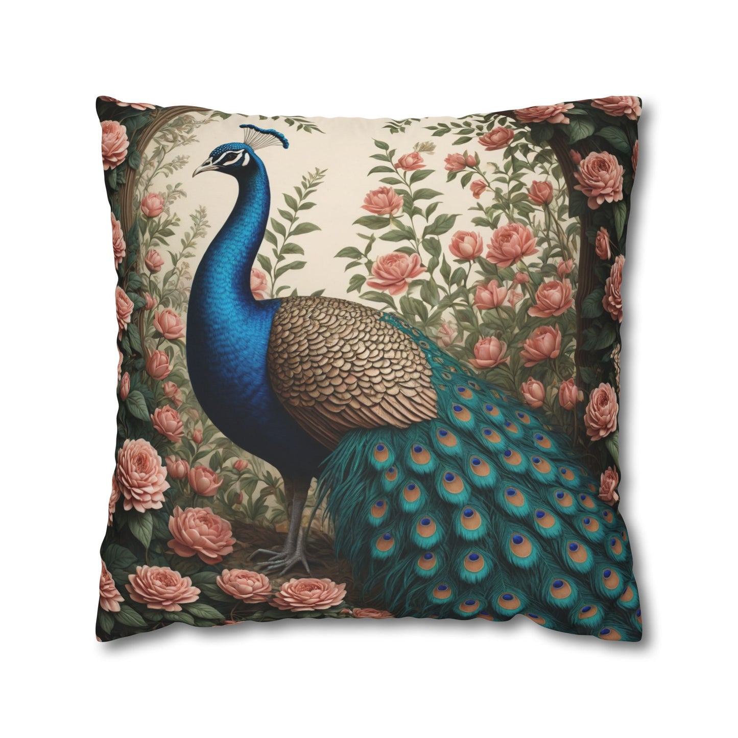 Enchanting Peacock William Morris Style Square Pillow, Throw Pillow Peacock Design, Decorate with Magic - Homevalley.co.uk