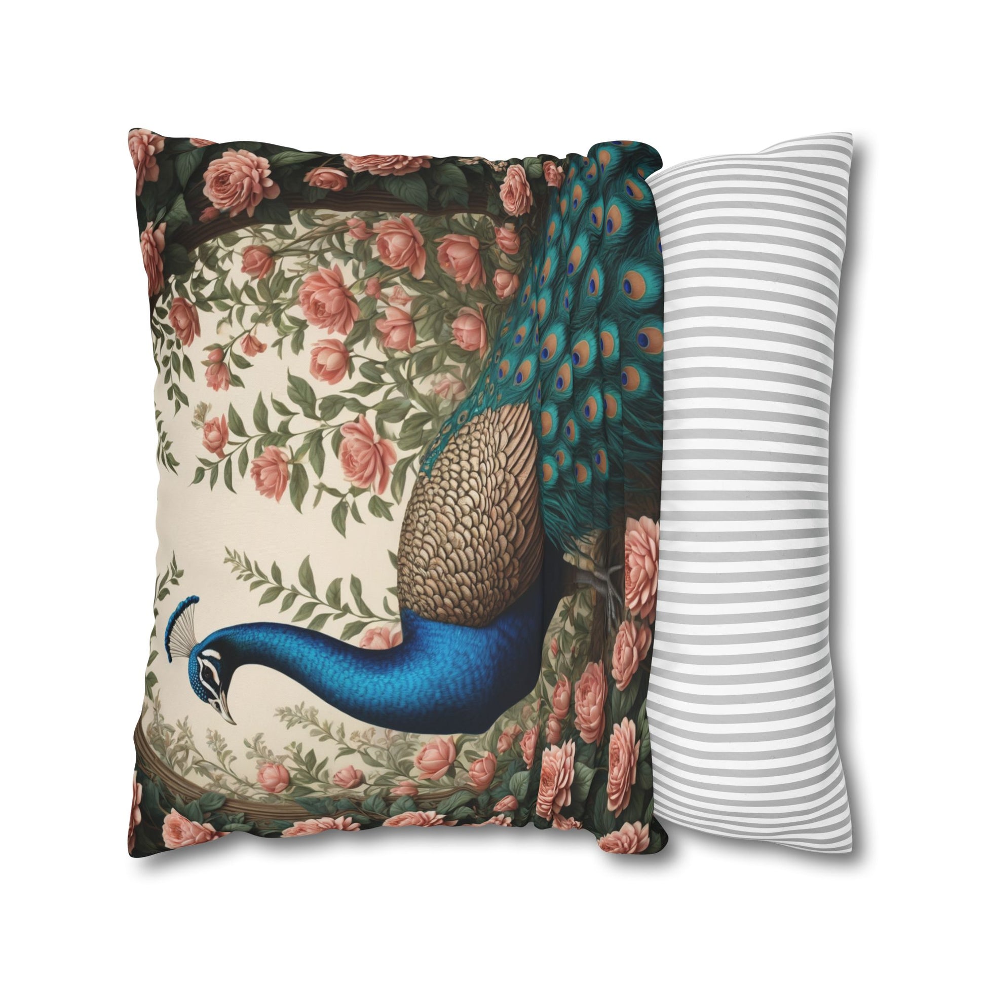 Enchanting Peacock William Morris Style Square Pillow, Throw Pillow Peacock Design, Decorate with Magic - Homevalley.co.uk